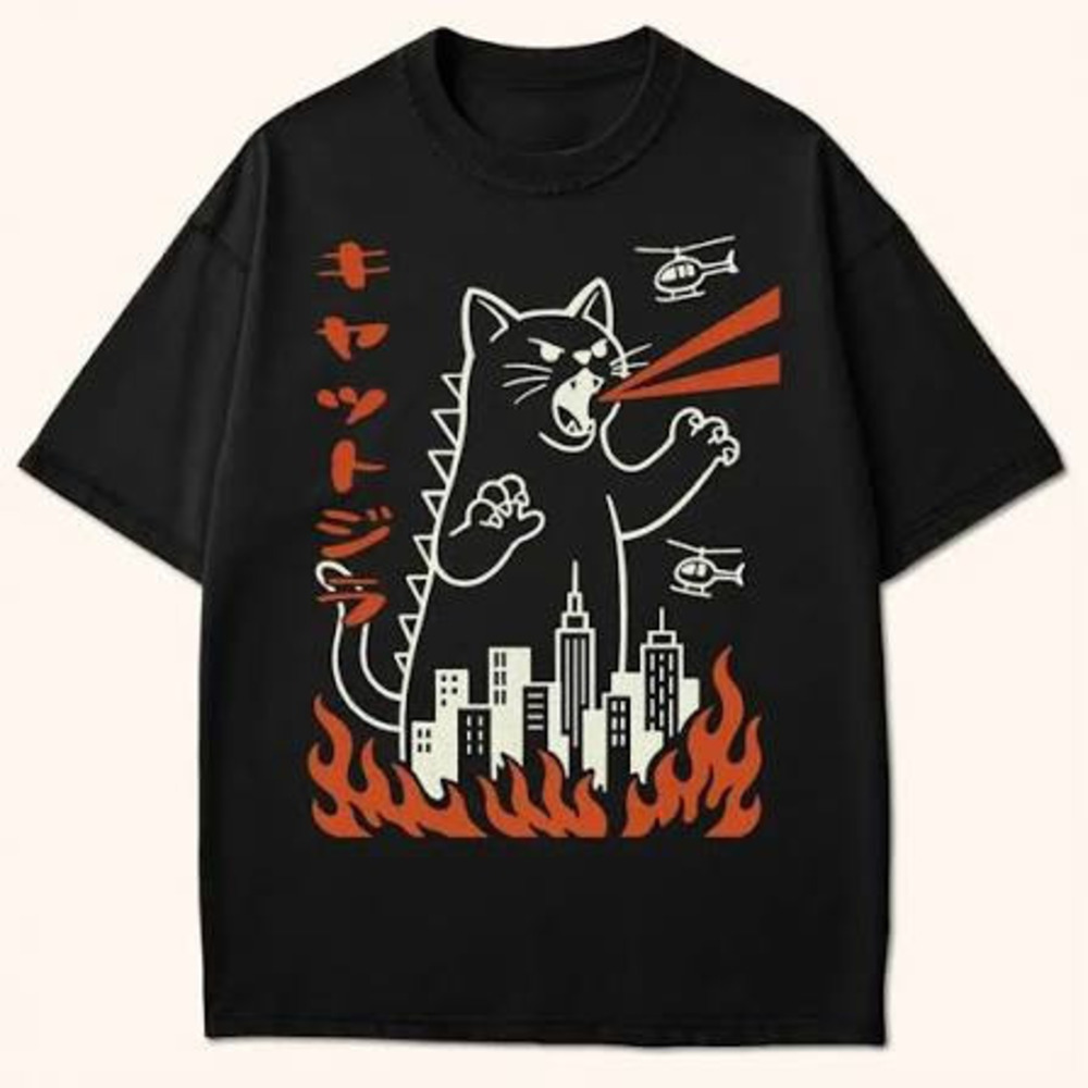 Kaiju Cat Shirt Catzilla Stops Into Town On A Wonderful T Shirt